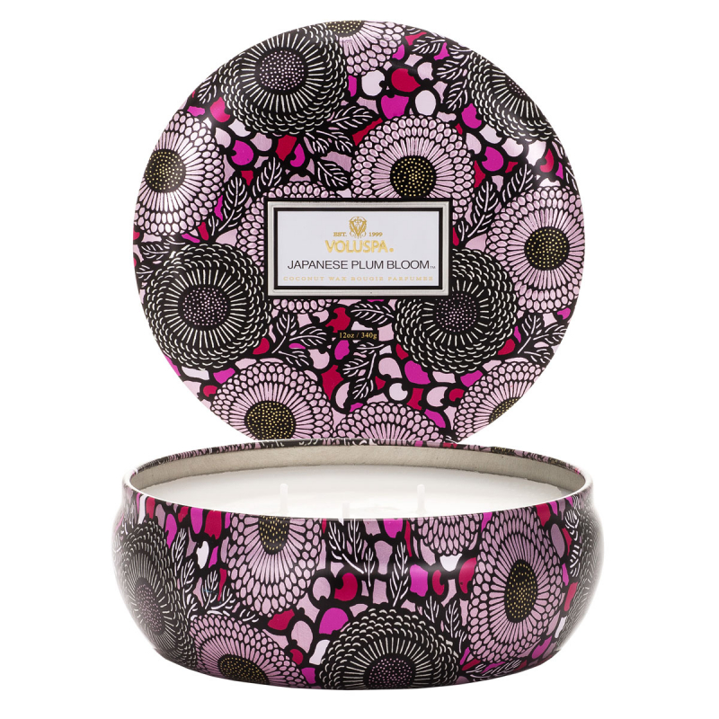 Voluspa 3-Wick Tin Candle Japanese Plum Bloom 40h