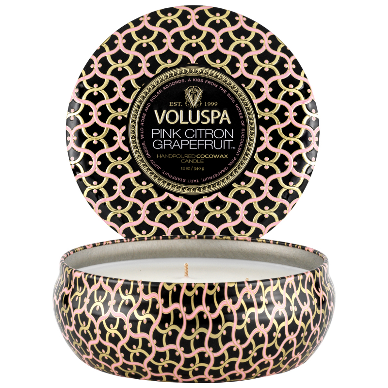 Voluspa 3-Wick Tin Candle Pink Citron Grapefruit 40h