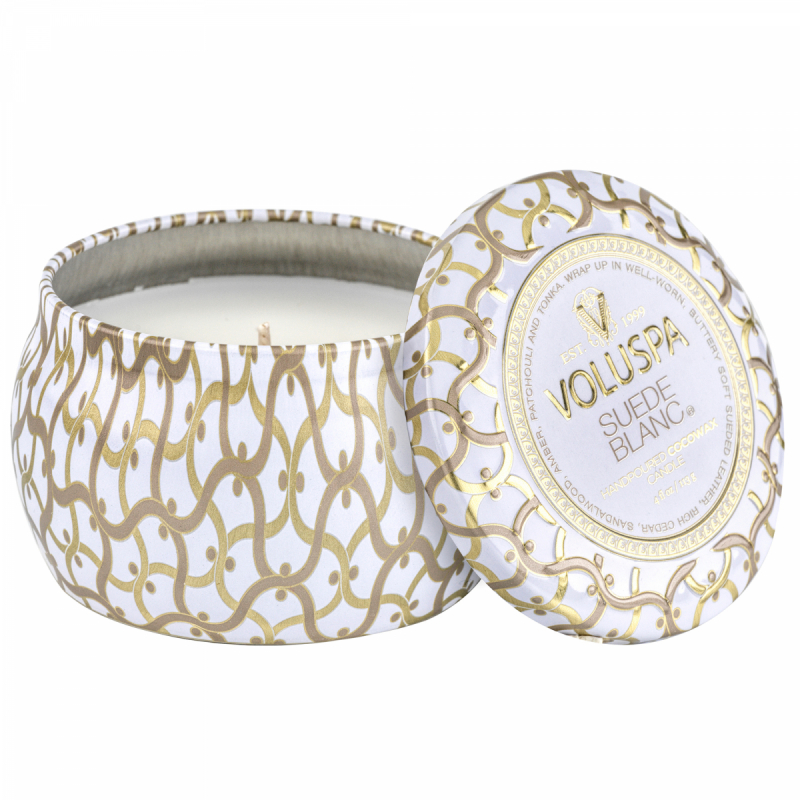 Voluspa Mini Tin Candle Suede Blanc 25h