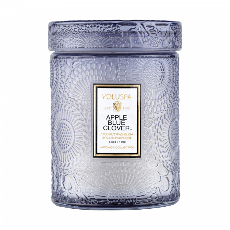 Voluspa Small Glass Jar Candle Apple Blue Clover 50h