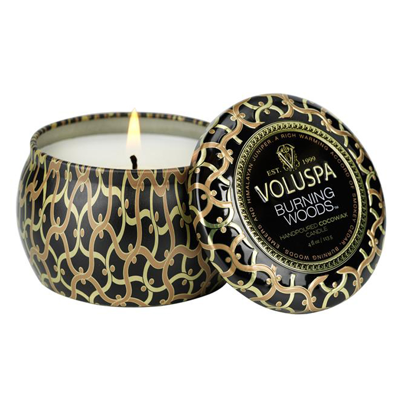 Voluspa Mini Tin Candle Burning Woods 25h