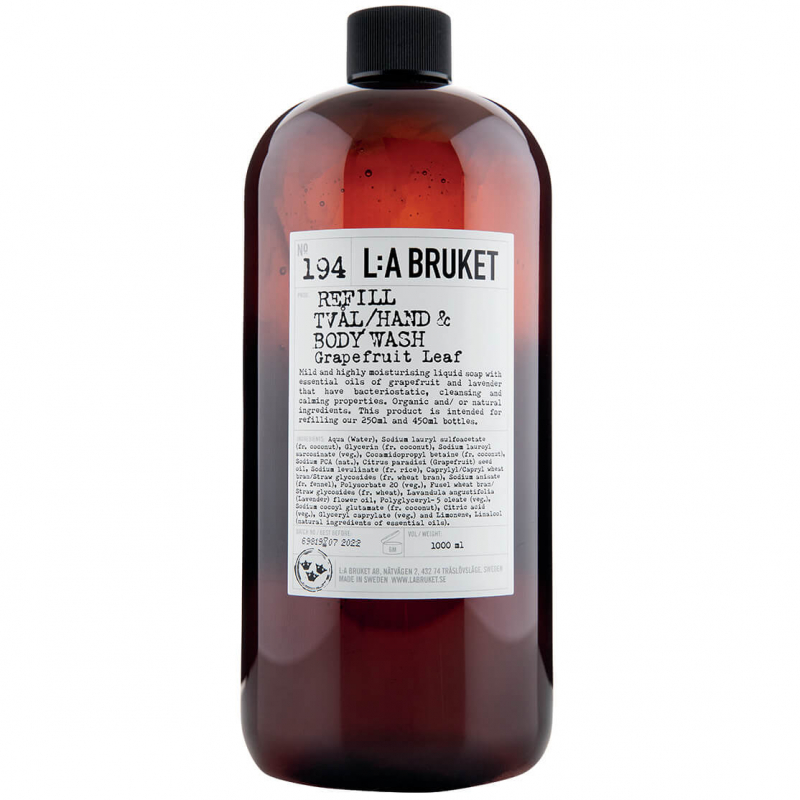 L:A Bruket 194 Flytande Tvål Grapefruit Leaf (1000ml) Refill