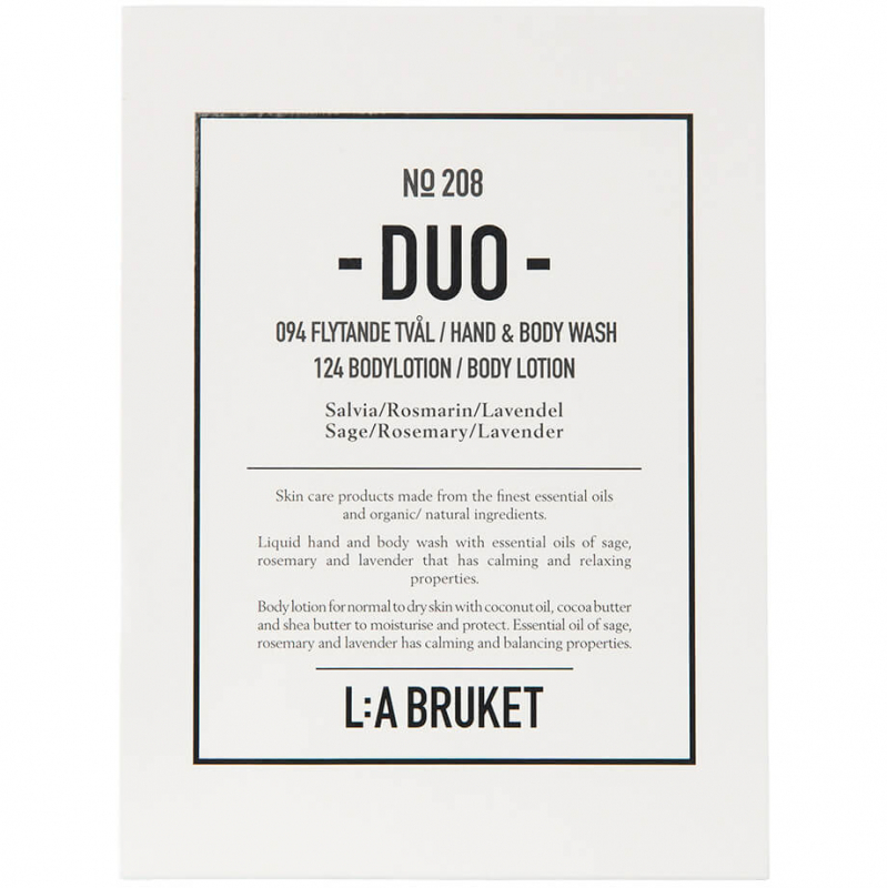 L:A Bruket 208 Duo-kit Flytande Tvål/Bodylotion Salvia/Rosmarin/Lavendel (190ml)