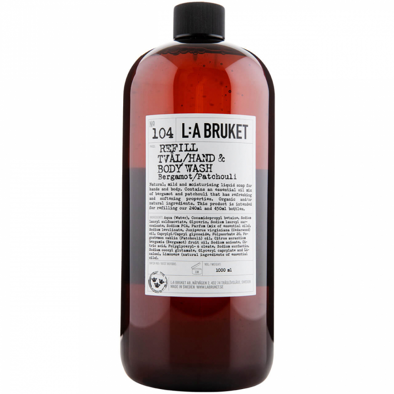 L:A Bruket 104 Flytande Tvål Bergamott/Patchouli (1000ml) Refill