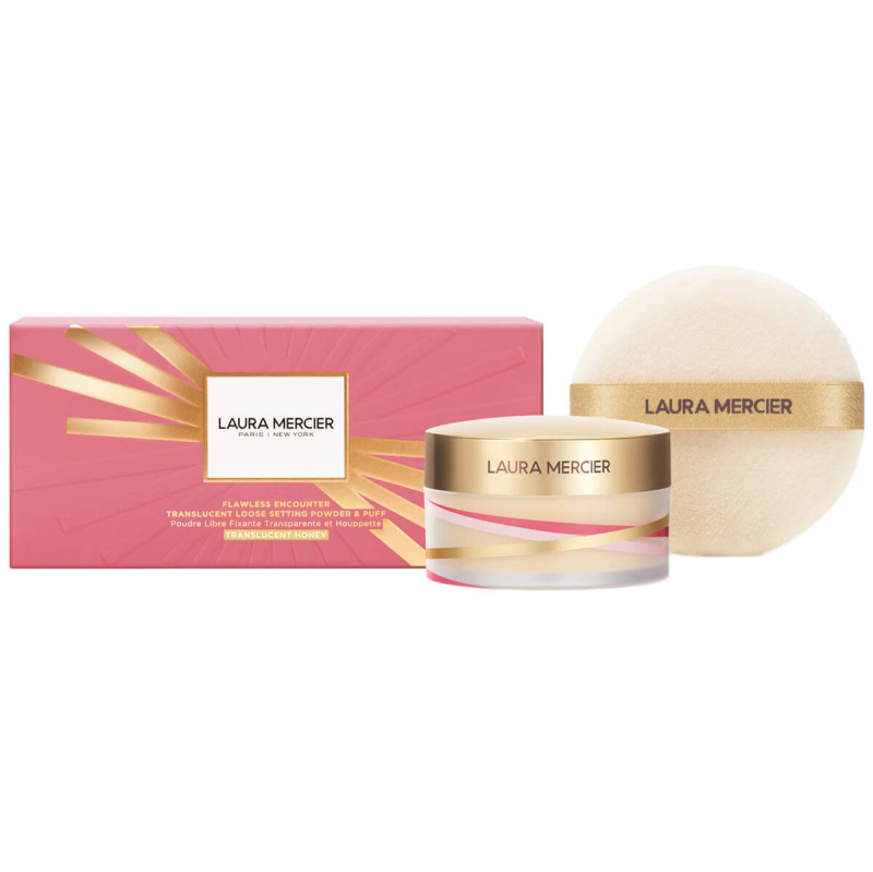 Laura Mercier Flawless Encounter Translucent Loose Setting Powder & Puff – Translucent Honey