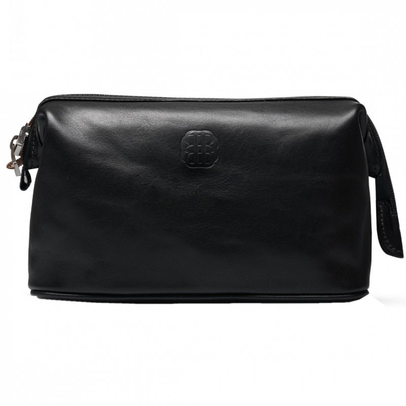 Benjamin Barber Black Leather Toilet Bag